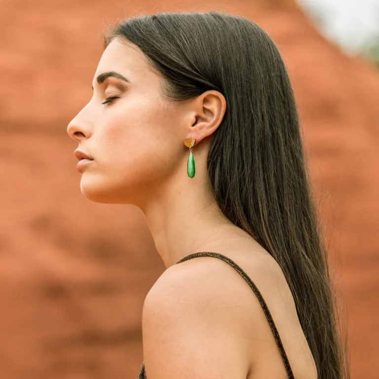 Green jade earrings