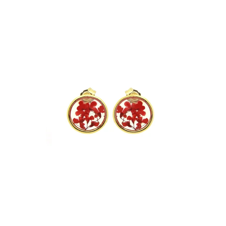 Red flower earrings