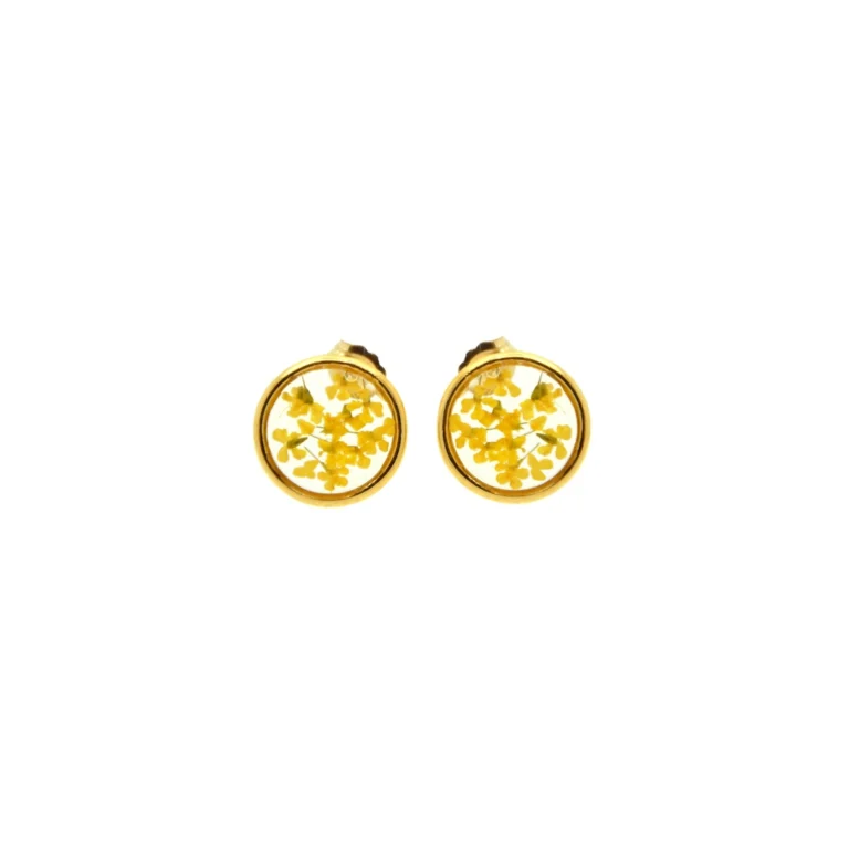 Yellow natural flower earrings